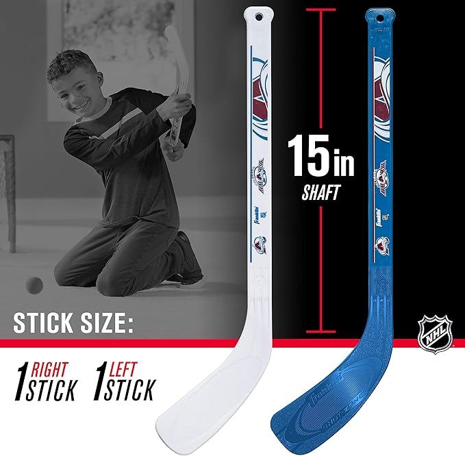 Franklin Sports NHL Mini Hockey Set - Kids Indoor Knee Hockey Goal, Ball, + 2 Stick Combo - Youth Team Indoor Toy Set - Official - Ages 3+