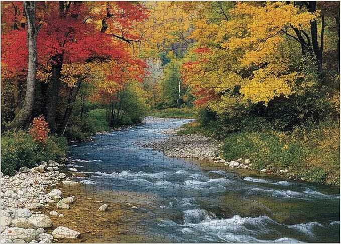 Beautiful Forest Landscape Puzzles for Adults 1000 Pieces, Aesthetic Autumn River Plant Jigsaw Puzzle, Impossible Nature Art Puzzles