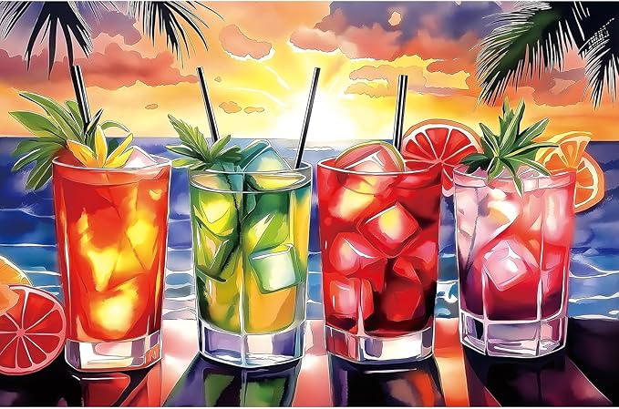 300 Piece Puzzles for Adults, Colorful Cocktails Jigsaw Puzzle for Fun Family Game Challenge Party Summer Decoration Gift, Finished Size 17 x 11 Inch