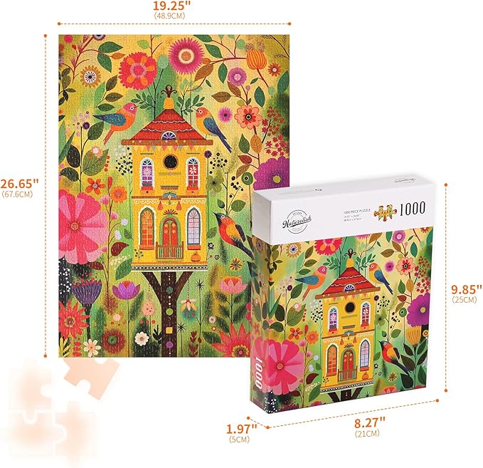 Jigsaw Puzzles for Adults 1000 Pieces, Tree Artistic Difficult Challenging Unique Puzzle for Game Night Family Home Decor, 20x27 Inches, Forest Yellow House