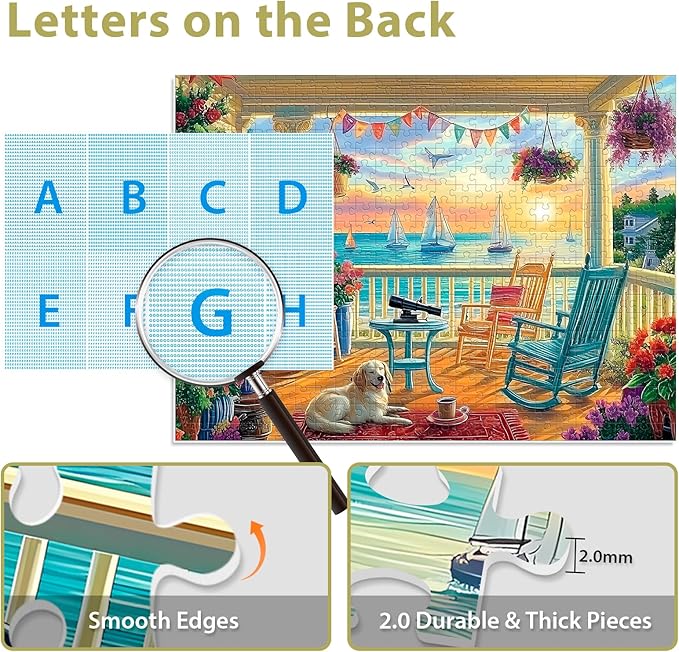 500 Piece Puzzles for Adults, Beach Flower Jigsaw Puzzle for Adult Seniors, Recycled Cardboard Dog Puzzle 500 Pieces, Challenging Puzzles Activity Game Nights Gift for Friends 20.5 * 15IN
