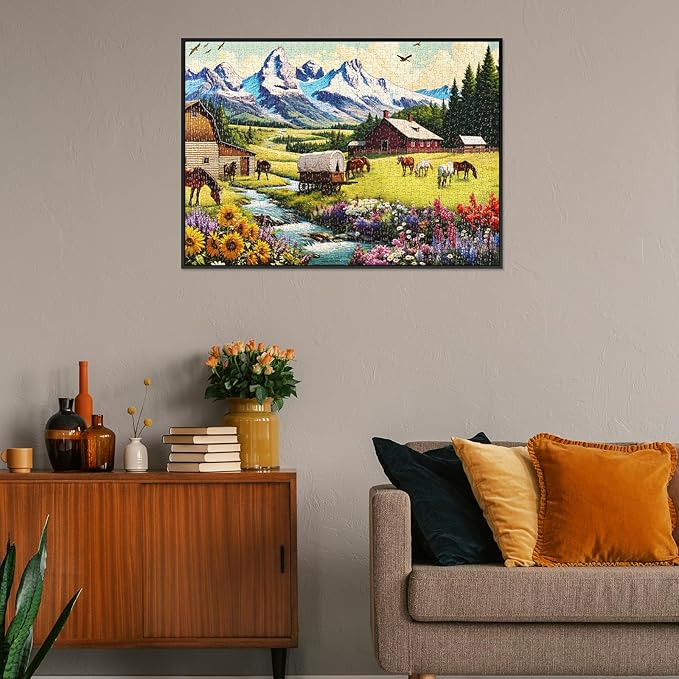 Sutinban 1000 Piece Puzzle for Adults,Snow Mountain Pastoral Jigsaw Puzzle 1000 Pieces,Serene and Simple Lifestyle Jigsaw Puzzles,Great Gift for Puzzle Lovers 27.5''X19.7''