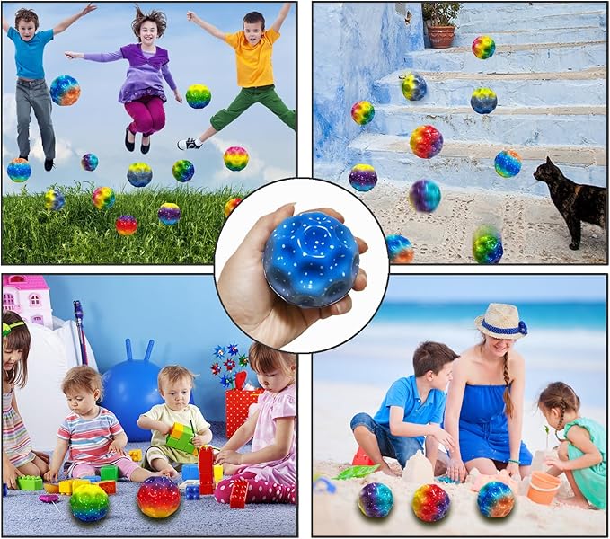 6 Pack Astro Jump Ball, Multicolored Spaceballs, Super High Bouncing Lightweight for Children, Bouncy Balls, Jumping Toy for Stress Relief