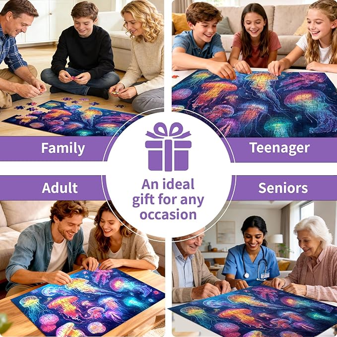 500 Piece Puzzle for Adults – Ocean Jellyfish Puzzle 500 Pieces for Adult Elderly Puzzle Game – Fun & Challenging Family Game Gift Toy for Friends and Family (20.5 x 15 in)