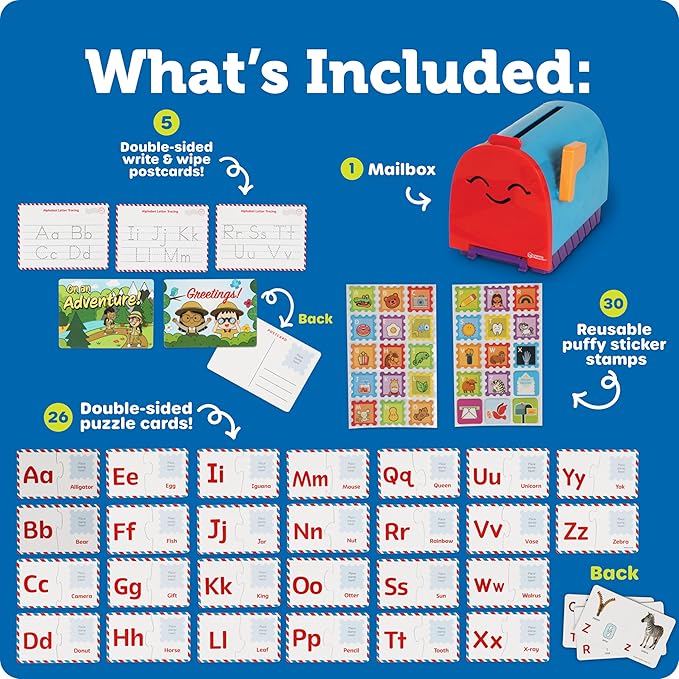 Learning Resources Alphabet Learning Mailbox - Montessori Toddler Toys, ABC Letter Tracing, Writing Practice, Manipulatives for Preschoolers, Gifts for Boys and Girls, Pretend Play, Fine Motor