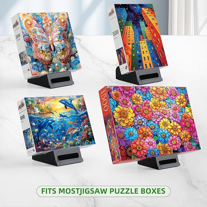 ALL4JIG Jigsaw Puzzle Box Stand for Jigsaw Puzzles – Sturdy & Stable Reference Image Holder, Hands-Free Viewing, Non-Slip Base, Ergonomic Tilt, Must-Have Puzzle Accessory Gift