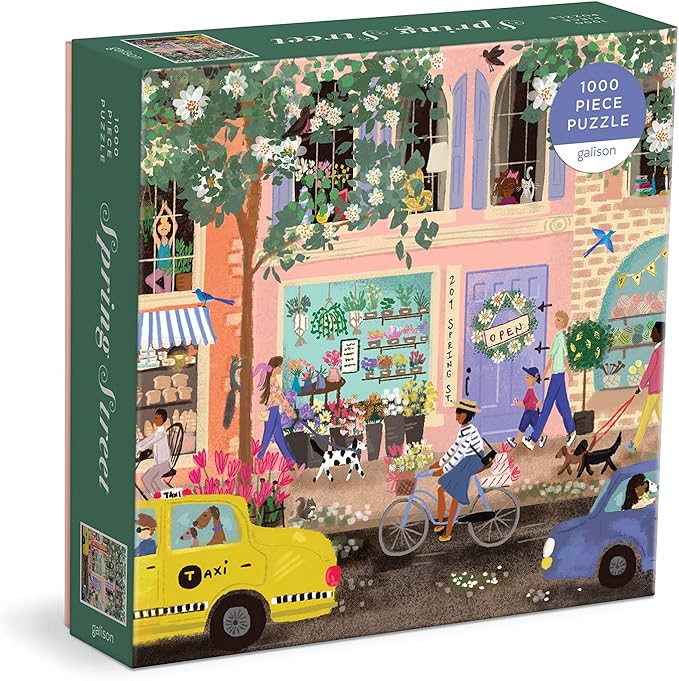 Spring Street 1000 Piece Puzzle in a Square Box from Galison - 1000 Piece Puzzle for Adults, Beautiful Illustrations from Joy Laforme, Thick and Sturdy Pieces, Idea