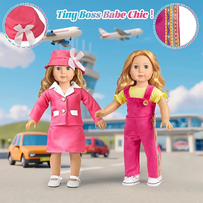 WONDOLL 9 Sets American 18 Inch Doll Clothes and Accessories - Outfits Sets - Princess Fashion Bundle for Girl(No Doll)