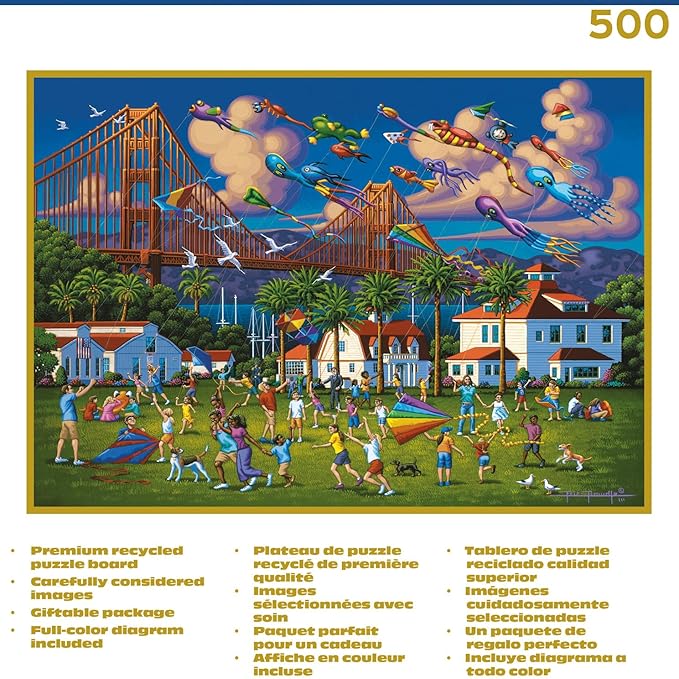 Buffalo Games - Gold - Eric Dowdle - Golden Gate Bridge - 500 Piece Jigsaw Puzzle for Adults - Challenging Puzzle Perfect for Game Nights