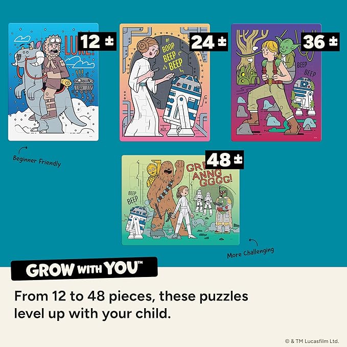 Star Wars Tray Puzzle 4 Pack – Buffalo Games - 12, 24, 36 & 48 Pieces for Kids Ages 4+