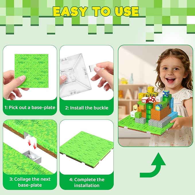 Magnetic Blocks Base Plate,4PCS Magnetic Cubes Base-Plate for Magnetic Building Blocks Placing(4" x 4")，STEM Toys for Kids 3-10 Years Old,Perfect for Home Classroom Birthday Gifts