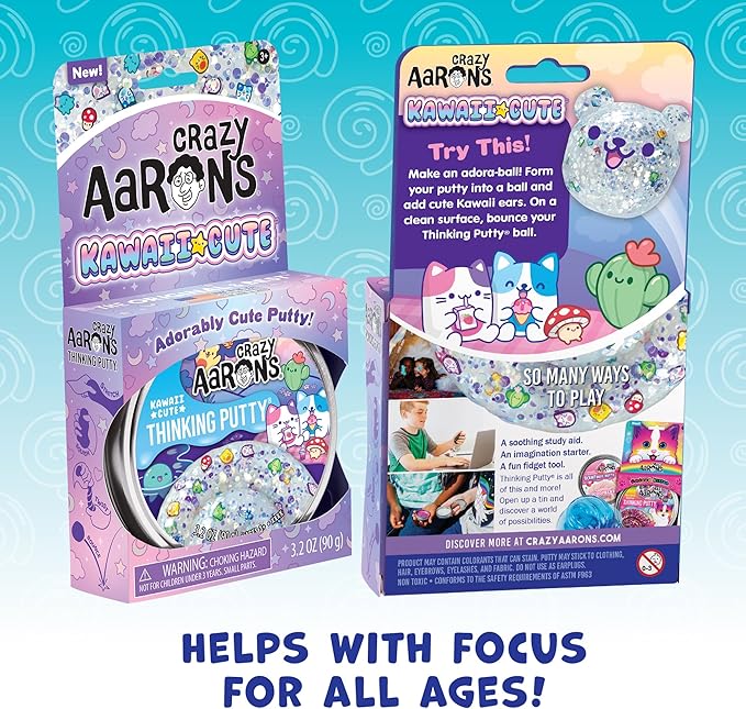 Crazy Aaron's Thinking Putty® - Kawaii Cute - See-Through Sensory Putty for Kids and Grown ups in a 4" Tin - Creative and Endless Fun, Stress Relief Therapy Toys, Never Dries Out - Made in USA