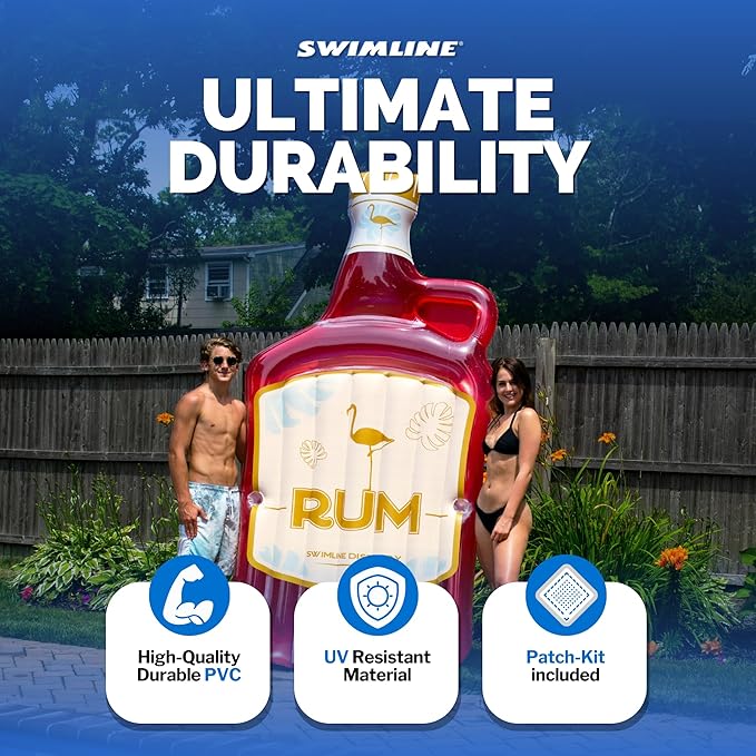 SWIMLINE Inflatable Swimming Pool Float Lounger Raft Mattress, Fun Mat, Rum Runner, Red