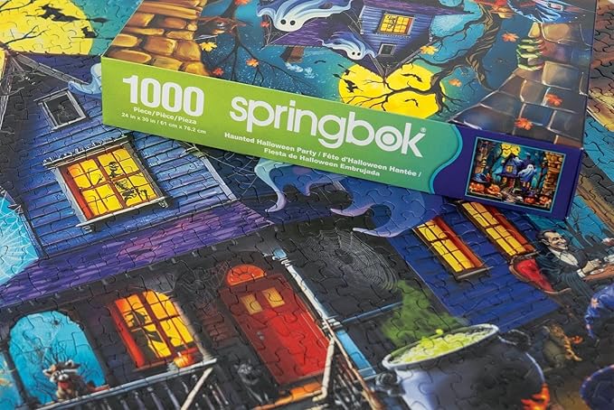 Springbok Haunted Halloween Party 1000 Piece Jigsaw Puzzle for Adults - Haunted Mansion - Unique Cut Pieces - Made in USA