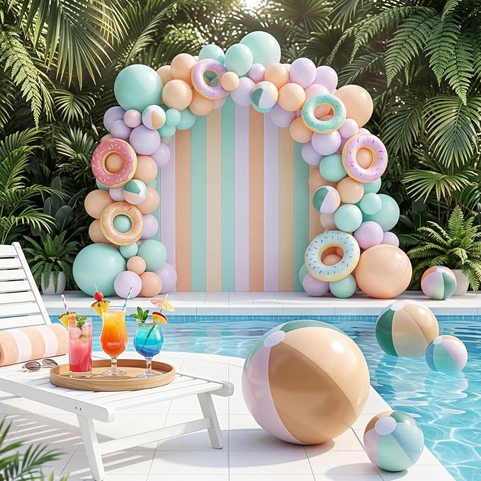 4 Pack Beach Balls in 4 Sizes (24" 16" 12" 8"), Inflatable Pastel Pool Balls for Kids Adults, Summer Beach Party Hawaiian Luau Birthday Party Supplies, Water Toys Gifts(Morandi)