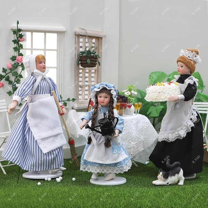 iland Victorian Dollhouse People for 1 12 Scale Accessories 6 inch Miniature Dolls for Dollhouse Little People Figures Doll House Set Cute Realistic