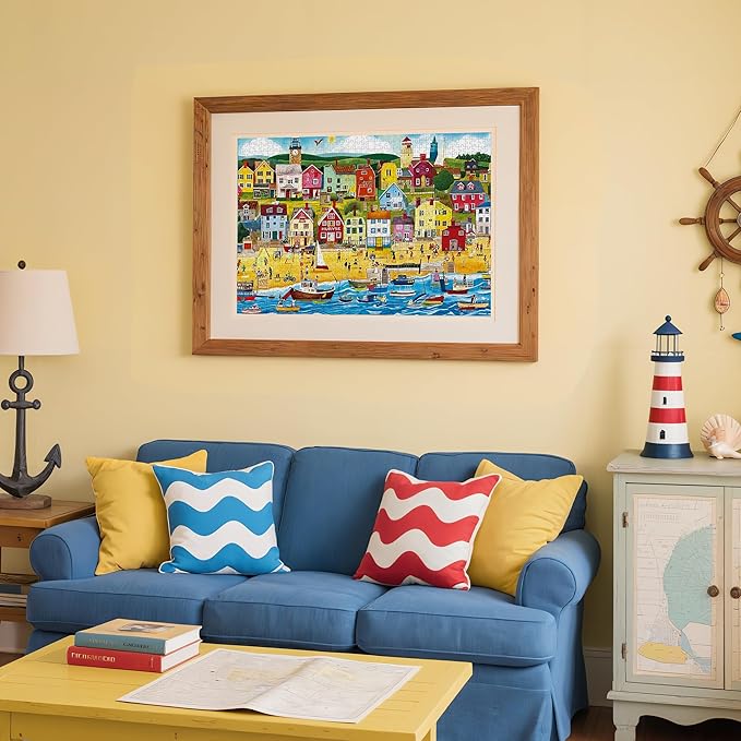Puzzles for Adults 1000 Pieces - Jigsaw Puzzles Seaside City Beach - 1000 Pieces Puzzles with Letters on Back - Puzzle for Fun Game Nights 27.6x20.5 inch, 1:1 Poster