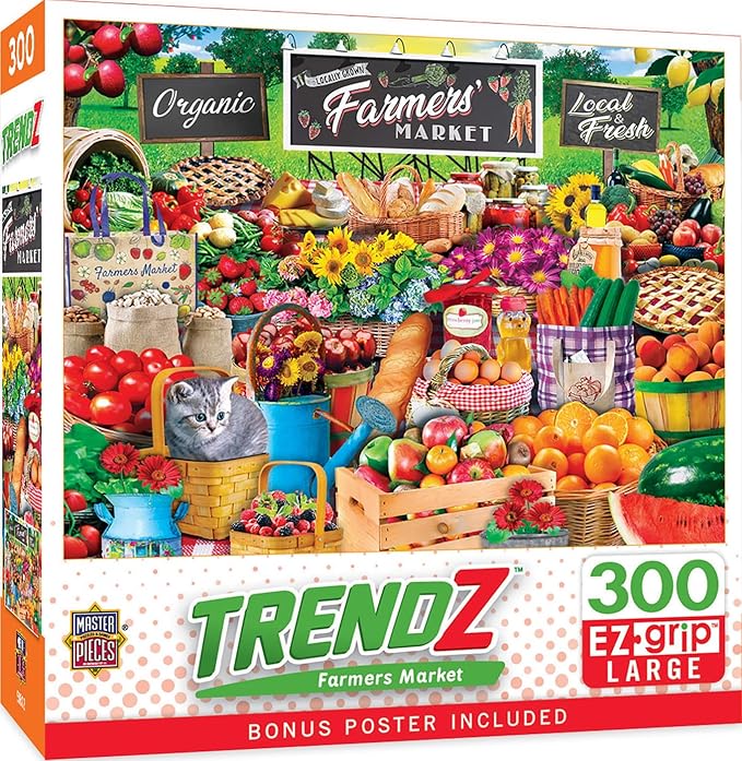 MasterPieces 300 Piece EZ Grip Jigsaw Puzzle - Farmers Market - 18"x24"