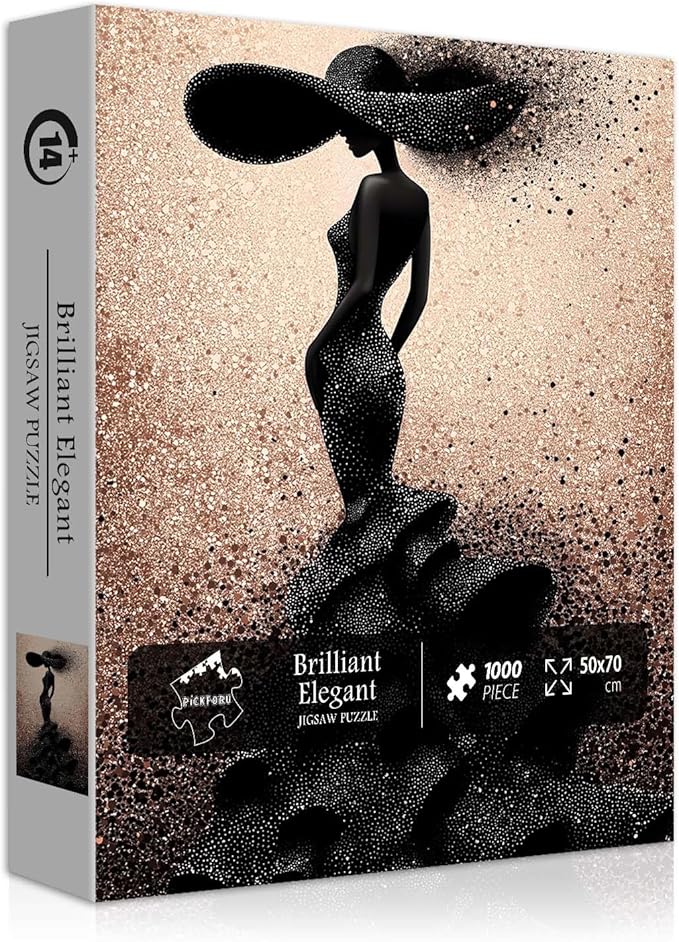 Impossible Puzzles for Adults 1000 Pieces, PICKFORU Black Women Aesthetic Art Puzzle, Beauty Elegant Lady Diamond Aesthetic Art Challenge Jigsaw Puzzle