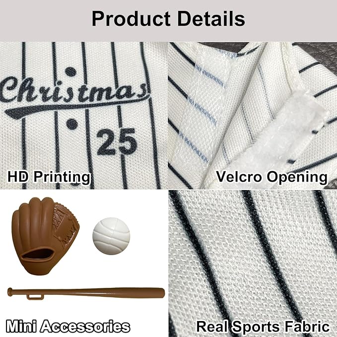 Sport Christmas Elf Accessories - Elf Doll Clothes Included: Jerseys, Pants, Shoes, Baseball Bat, Gloves, Protective Gear