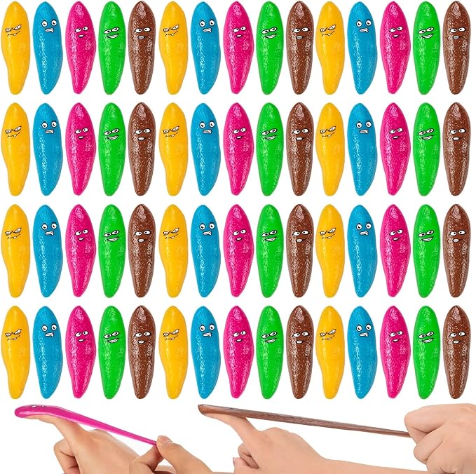 60 Pcs Finger Slingshot Novelty Toys, 5 Colors Toy Poop for Halloween, Fake Poop for Novelty Toys and Amusements, Poop for Finger Slingshot, Poop Rubber Spoof Toy for School Party, Friends Gathering