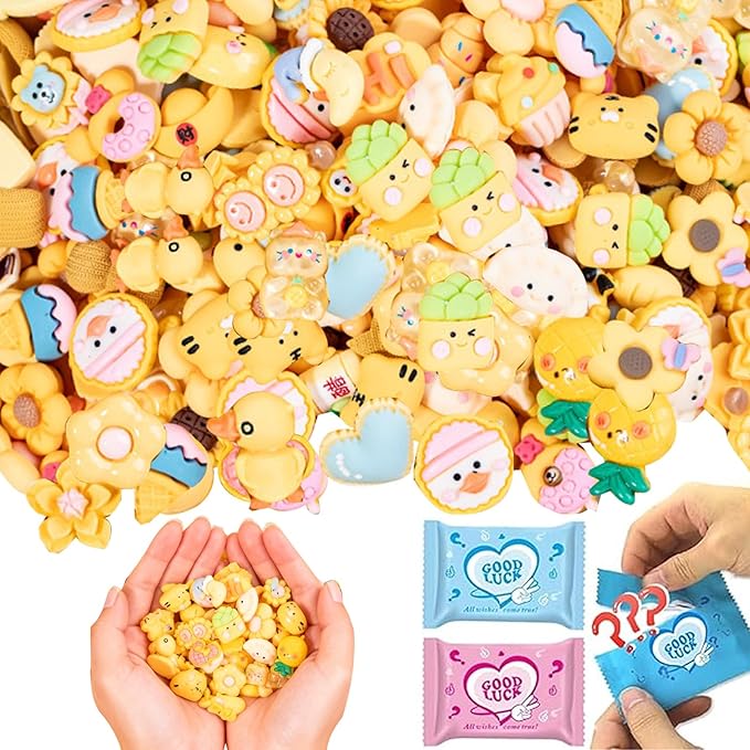 Yellow Series 50pcs Mystery Mini Resin Blind Bags – Tiny Cute Figures for Crafts, Dollhouses, Fairy Gardens, Kids’ Surprise Toys, Christmas Stocking Stuffers & Gifts