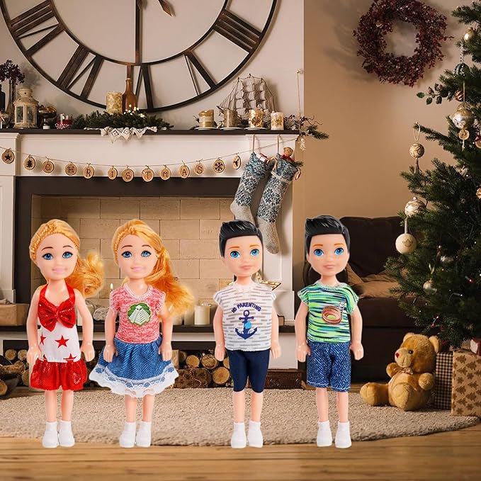 ONEST 10 Sets 5 Inch Mini Dolls with Doll Clothes Party Grown Outfits Doll Accessories
