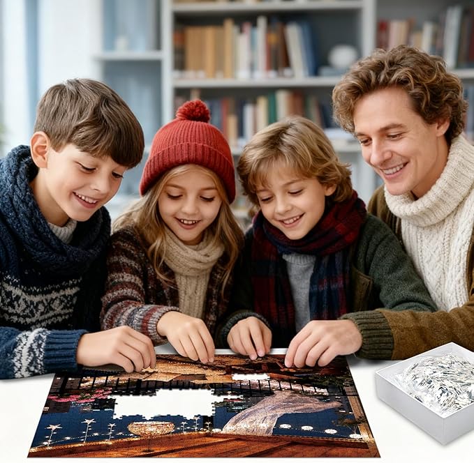 Puzzles for Adults 1024 Pieces Puzzles with Letters on Back Jigsaw Puzzles Night on the Windowsill Puzzle Family Decoration for Valentine Friends Parents（23.86 x 23.86 inches）