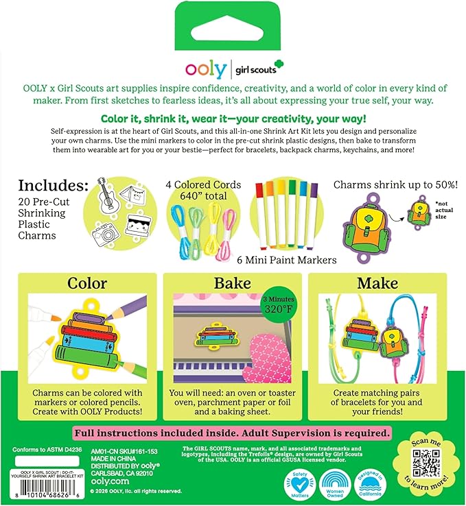 Ooly x Girl Scouts DIY Shrink Art Bracelet Kit