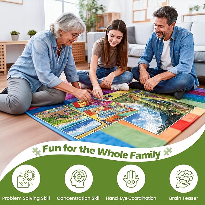 2 Pack 500 Pieces Puzzle for Adults,Grassland Snow Mountain Scenery Puzzles,Deer Jigsaw Puzzles 500 Pieces,RV Travel Puzzles 500 Piece Adult Puzzle Challenging Family Activity Great Gift