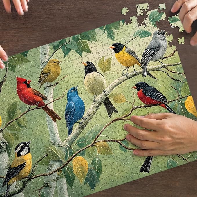 Puzzles for Adults 1000 Pieces, Bird Puzzle 1000 Pieces - Whispers of Spring, Unique Difficult Landscape Puzzle, Colorful Bird Jigsaw Puzzle, Finished Size 27.56 * 19.69", with 1:1 Poster