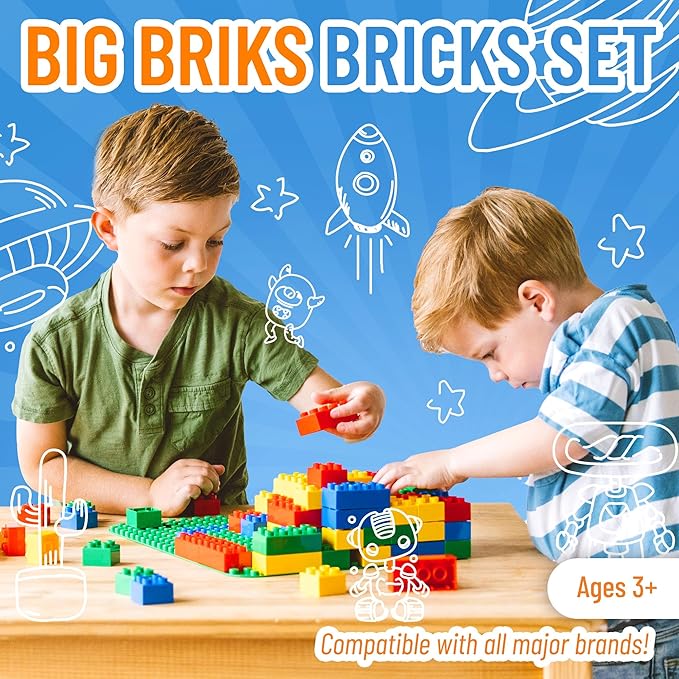 Strictly Briks Toy Building Set - Toddler Toy for Creative Play - Educational Building Blocks for Fine Motor Skills - Interlocking Design Compatible with Lego - 204 Pieces, Basic Colors
