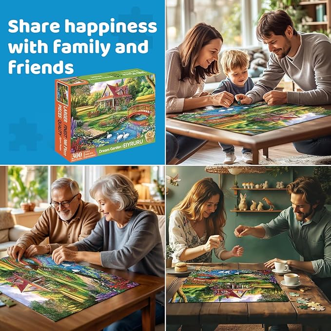 300 Piece Jigsaw Puzzle for Adults, Spring Floral Countryside Jigsaw Puzzle, Challenging Puzzles for Friends Family Activity Game Nights Gifts, 20.5x15 in