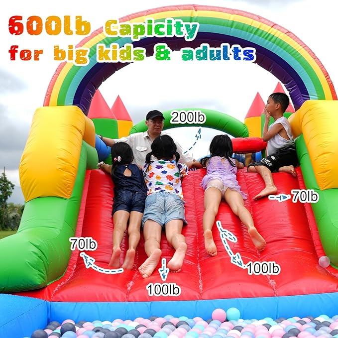 25FT Commercial Grade Bounce House for Adult, (Heavy Duty PVC)(1100W UL Blower) Inflatable Obstacle Course, with Water Slide, Splash Water Pool Ball Pit, Large Backyard Lawn Party Game