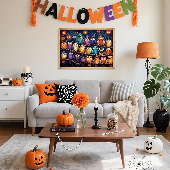 Halloween Owls Family Puzzles - Puzzles for Adults 1000 Piece - Challenging Puzzle Perfect for Game Nights Family Decoration Puzzle