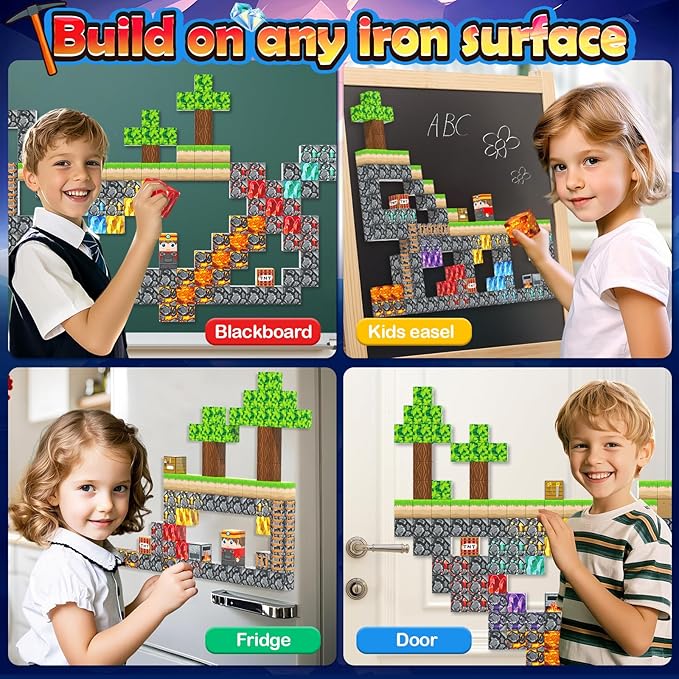 100PCS Magnetic Blocks Building Toys, STEM Learning Sensory Toys for Kids Age 3-5 4-8 5-7 8-12, Gem Cave Adventure Mine Magnet World Craft, Christmas Game Gift for for 3+ Years Old Boys Girls(0.8")
