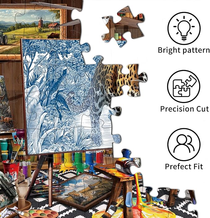 Jigsaw Puzzles for Adults 1000 Pieces, Interlock Perfectly No Dust, Impossible Difficult Hard Fun 1000 Piece Jigsaw Puzzles for Adults-1:1 Poster-Mighty Leopard
