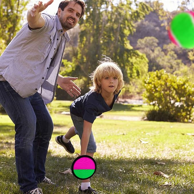 Aneco Paddle Catch Ball and Toss Game Set Disc Toss and Catch Paddle Game with 1 Storage Bag, 4 Paddles and 6 Balls (2 Big Balls and 4 Small Balls)