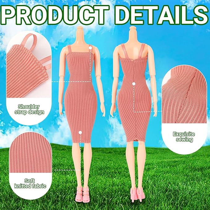 UPINS 8 Pcs Doll Clothes for 11.5 Inch Doll - Summer Dress, Shoes & Regular Outfit - Girl Birthday Gift