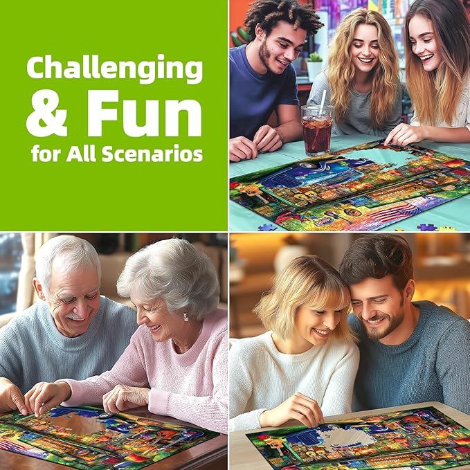 1000 Piece Puzzle for Adults, Vintage Musical Instrument Store Jigsaw Puzzles, Colorful Funny Puzzle, Perfectly Fitting Pieces, Home Decor Birthday Party Gift for Adults Seniors 27.5" x 19.7"