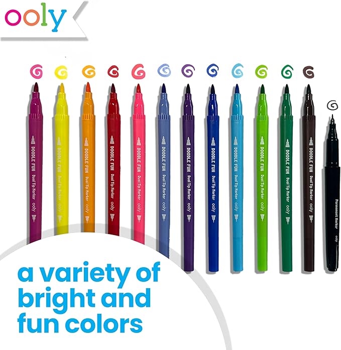 Ooly 17 PC Doodle Fun Draw & Color Activity Kit - Learn to Draw +260 Designs with 60 Page Instruction Book, Markers, Pencil & More- Great Screen-Free Entertainment