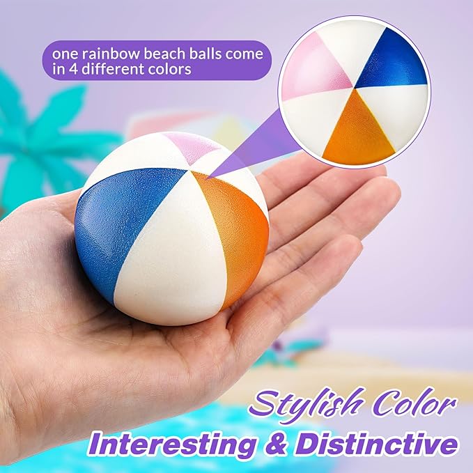 Jerify 24 Pcs Mini Beach Stress Balls 2.5 Inch Foam PU Relief Stress Ball Mini Rainbow Blow up Beach Balls Toys for Girls Boys Birthday Beach Hawaiian Party Favors Summer Pool Games (Light Color)