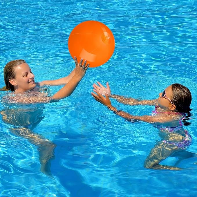 20 Pack Orange Beach Ball - 12Inch Blow Up Beach Ball Party Supplies for Kids, Inflatable Floating Balls for Summer Pool Parties, Outdoor Activities & Birthday Decorations(Orange)
