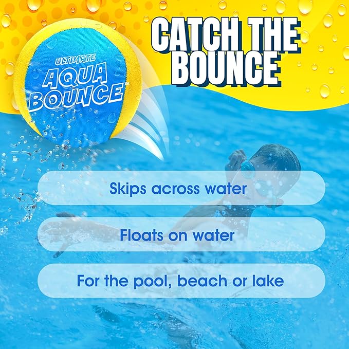 Activ Life Ultimate 2 Pack Larger 3” Water Skip Balls - Bouncing Balls for Swimming Pool & Beach Fun - Designs Include Baseball, Basketball, Volleyball, and Tennis for Kids, Friends, and Family