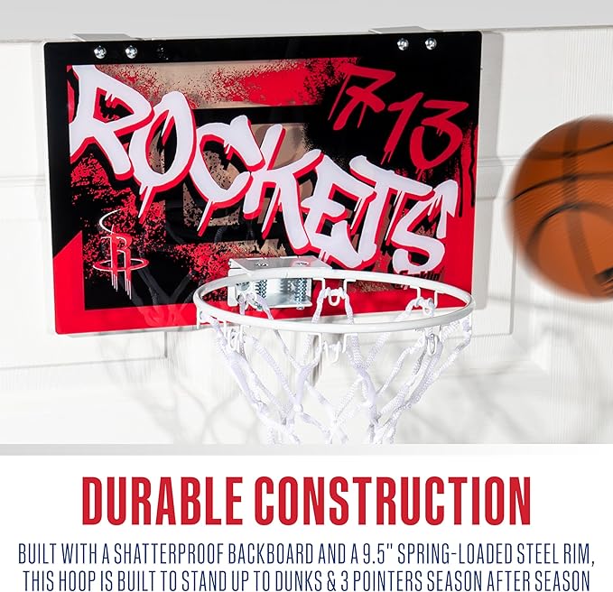 Franklin Sports NBA Team Over the Door Basketball Hoops - Kids Indoor Mini Basketball Hoop + Ball Set - NBA Fan Mini Hoops