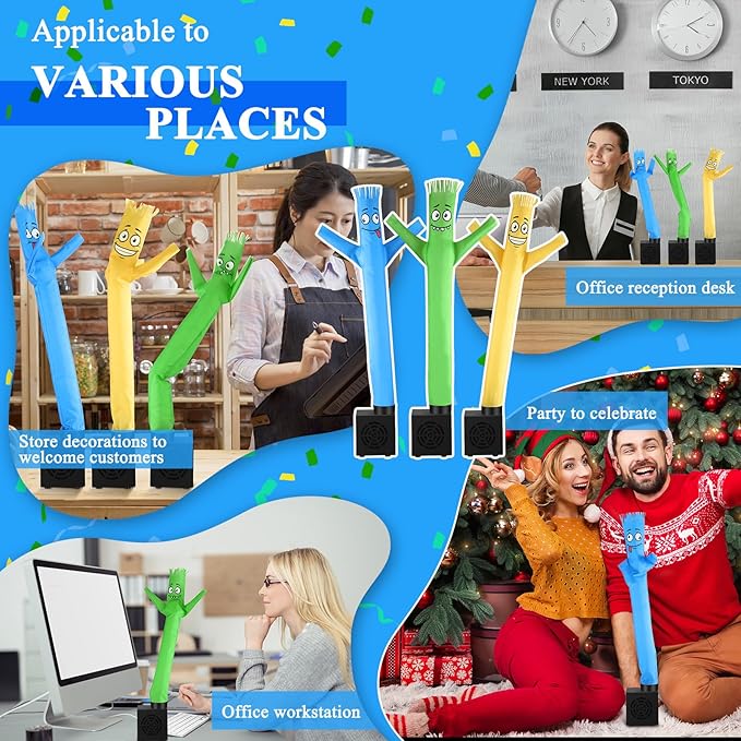 Poen 3 Pcs Mini Inflatable Tube Man White Elephant Gift Funny Gag Birthday Wacky Waving Inflatable Guy with Blower Desktop Mini Dancer Gift for Women Party Decoration(Dull)