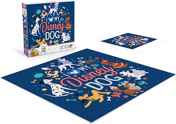 Ceaco - Disney Cats and Dogs - I Love My Disney Dog - 200 Piece Puzzle for Families - Challenging and Perfect for Game Nights - Finished Puzzle Size 15 x 15