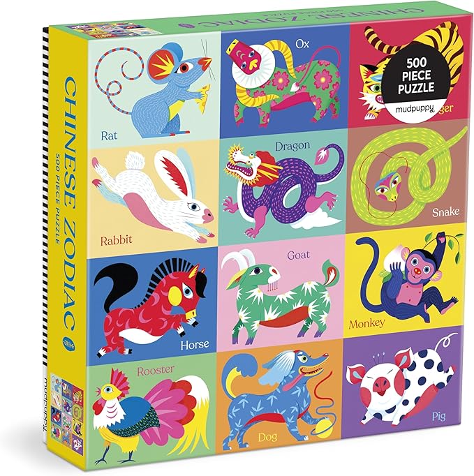 Mudpuppy Chinese Zodiac – 500 Piece Family Jigsaw Puzzle Featuring Colorful Illustrations of The 12 Animals Represented in The Chinese Zodiac