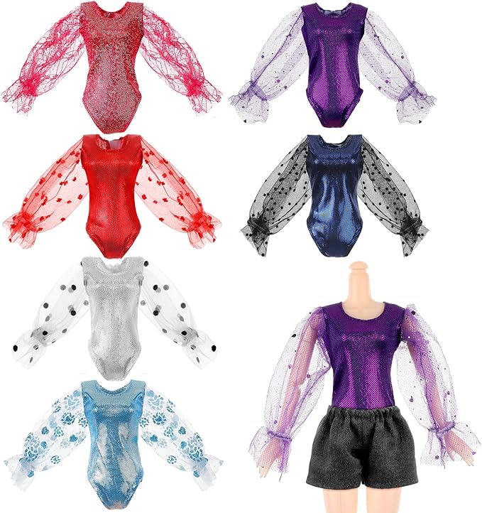 Bencailor 6 Pcs Doll Clothes for 11.8 Inch Doll Clothing Outfit Accessories Winter Coat Tops Swimwear T Shirt Dress Outfit Birthday Gift(Vivid Style,Neon Color)