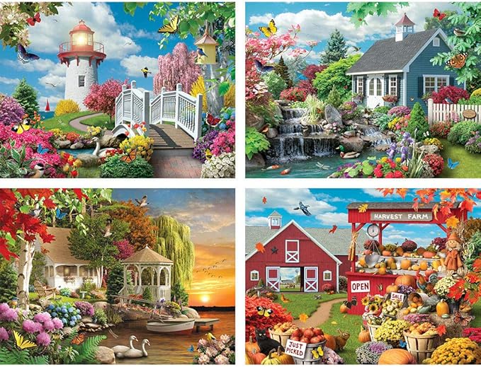Bits and Pieces – 4-in-1 Multi-Pack Large 500 Piece Jigsaw Puzzles for Adults – Jigsaw Puzzle Set Bundle by Artist Alan Giana, Completed Puzzle Size: 16" x 20"